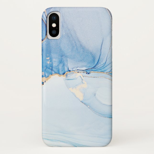 Modern Stone Dusty Blue Marble Case-Mate iPhone Hülle (Rückseite)