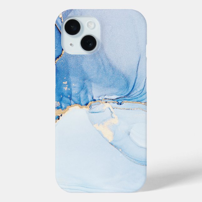 Modern Stone Dusty Blue Marble Case-Mate iPhone Hülle (Rückseite)