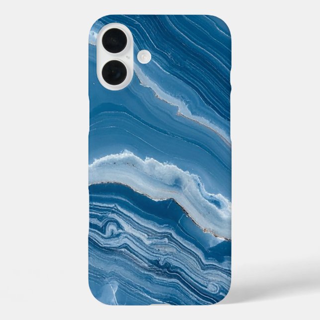 Modern Stone Dusty Blue Marble iPhone 16 Plus Hülle (Rückseite)