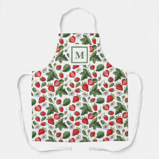 Modern Strawberry Blossom Muster Monogram Schürze