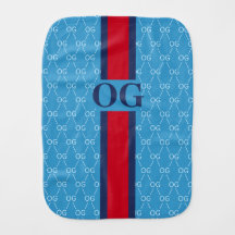 Modern Strip Monogramm mit Designer Muster Blau