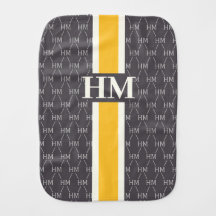 Modern Strip Monogramm mit Designer-Muster Grau