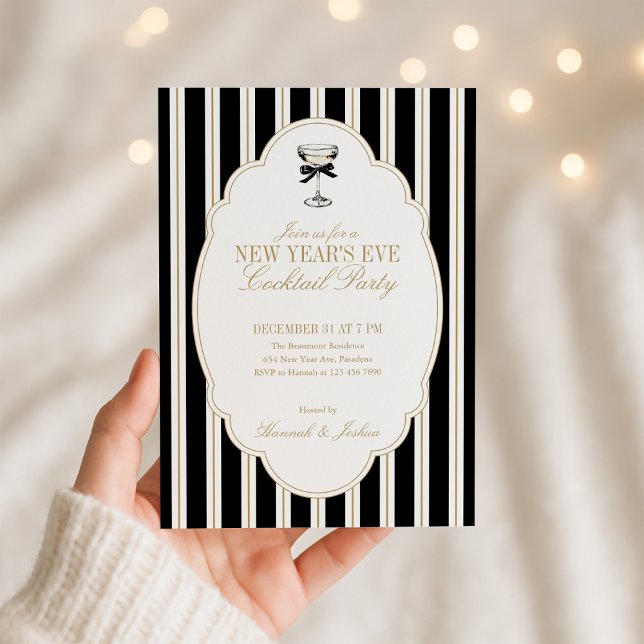Modern Striped New Year's Eve Party Invitation Einladung (Von Creator hochgeladen)