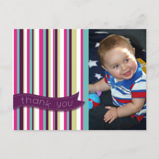 Modern Stripes Baby Vielen Dank Foto Postkarte