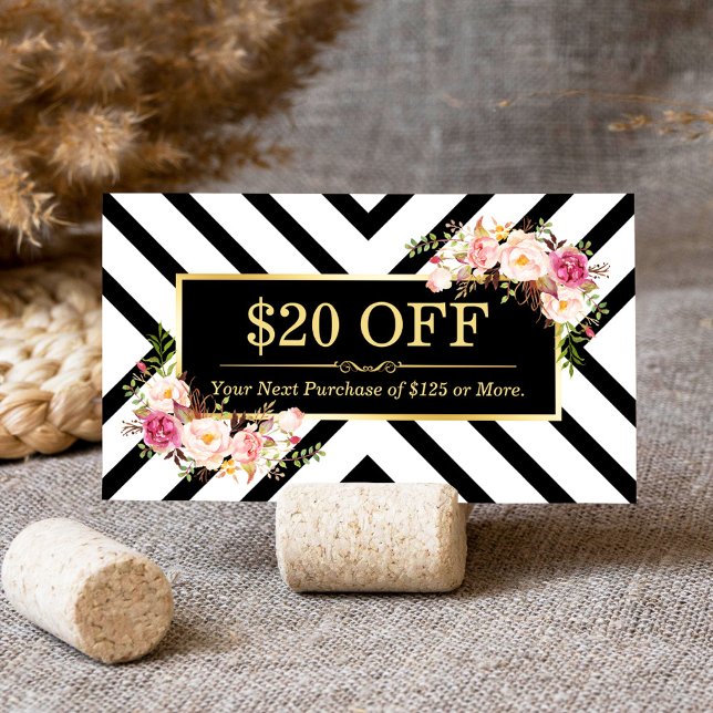 Modern Stripes Beauty Salon Discount Coupon Card (Von Creator hochgeladen)