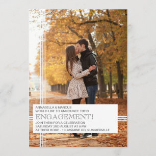 Modern Stripes Engagement Partie Photo Invitation