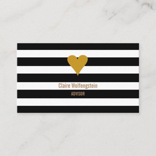 Modern Stripes Gold Herzstück Beruflich Visitenkarte (Vorderseite)