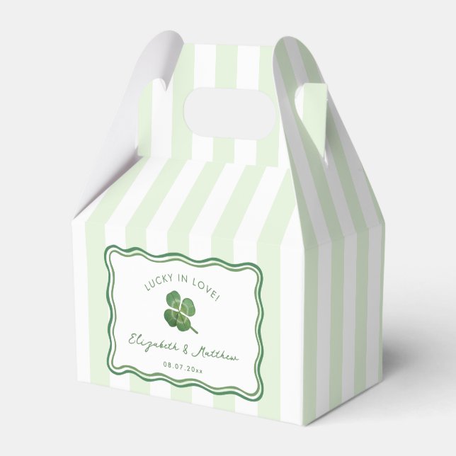 Modern Stripes St Patricks Day Wedding Shower Geschenkschachtel (Vorderseite)
