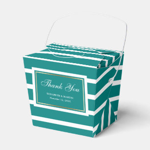 Modern Stripes Teal White Wedding Thank You Geschenkschachtel