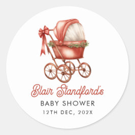 Modern Stroller Merry Little Christmas Baby Dusche Runder Aufkleber