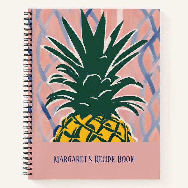 Modern Style Pineapple Personalized Recipe Book Notizbuch (Vorderseite)
