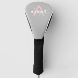 Modern Stylisches Girly Gray Pink Monogramm Name Golf Headcover