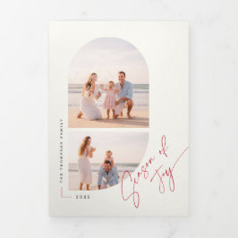 Modern Stylish Arch Family Photo Beach Christmas Dreifach Gefaltete Urlaubskarte