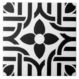 Modern Stylish Black &White Abstract Floral Fliese