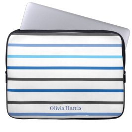 Modern Stylish Blue Stripes Custom Laptopschutzhülle