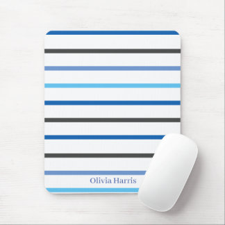Modern Stylish Blue Stripes Custom Mousepad