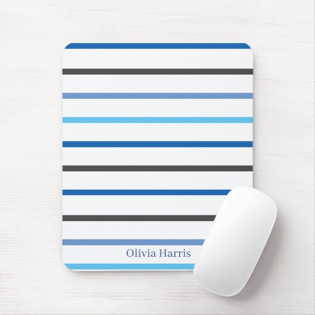 Modern Stylish Blue Stripes Custom Mousepad (Mit Mouse)
