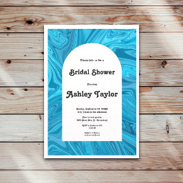 Modern Stylish Blue Waves Abstract Bridal Shower Einladung