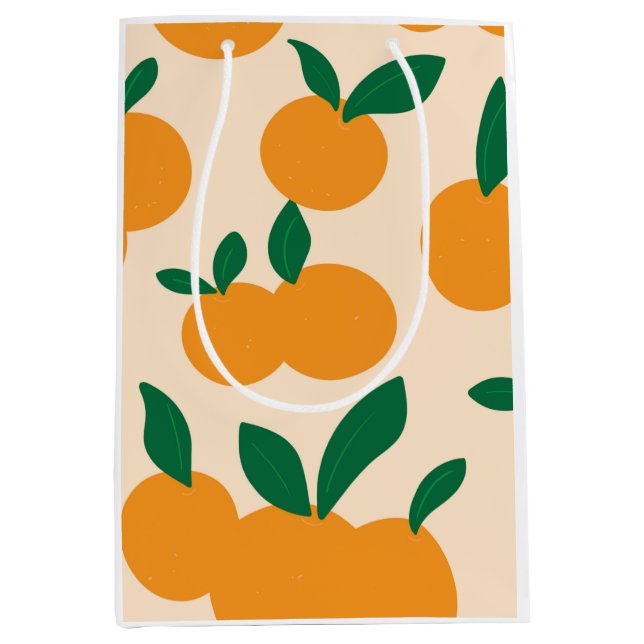 Modern Stylish Citrus Fruit Oranges Pattern Mittlere Geschenktüte (Vorderseite)