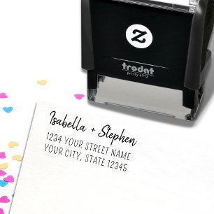 Modern Stylish Couples Trendy Wedding Address Permastempel