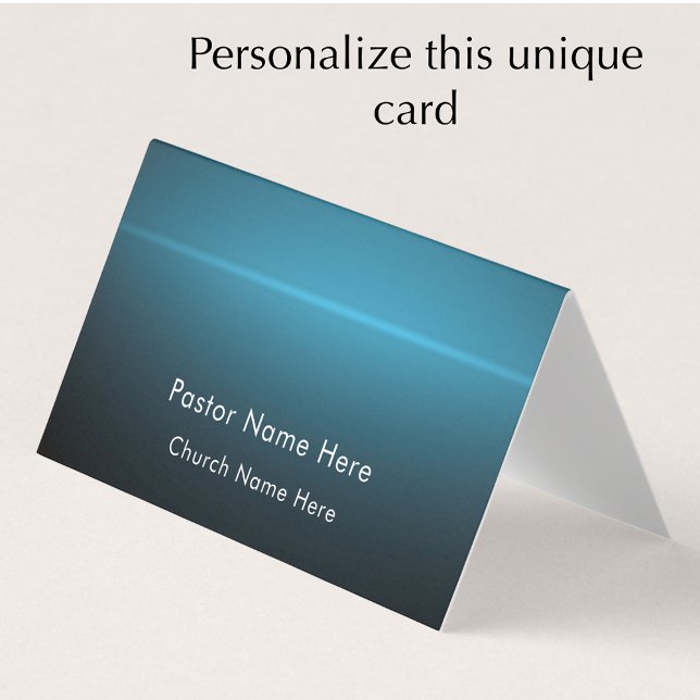 Modern Stylish Custom Text Christian Church Pastor Visitenkarten (Personalize this unique modern blue turquoise business card template. Stylish pastor contact card.)