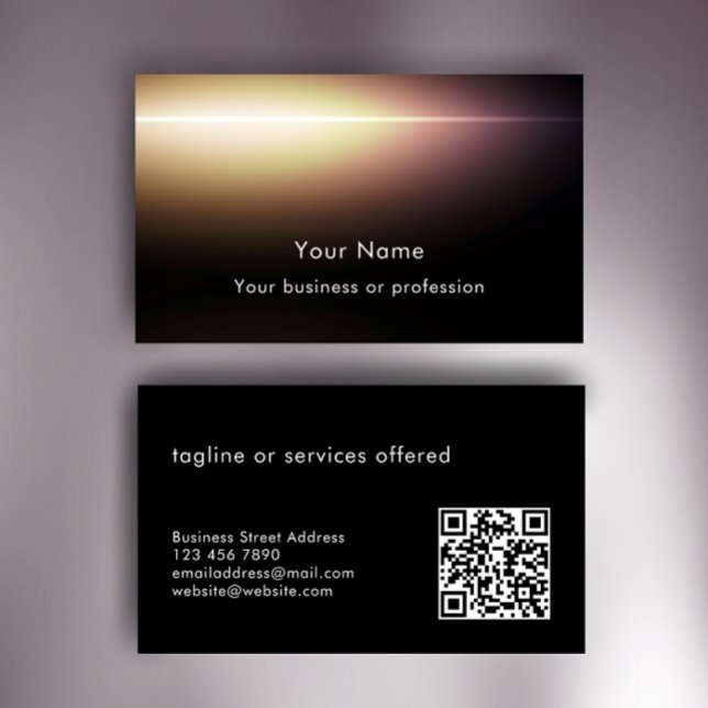 Modern Stylish Custom Text QR Code Technology Visitenkarte (Customize this unique template for an eye-catching modern black QR code professional business card.
)