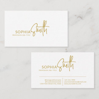 Modern Stylish Golden Brown Handwritten Script Visitenkarte