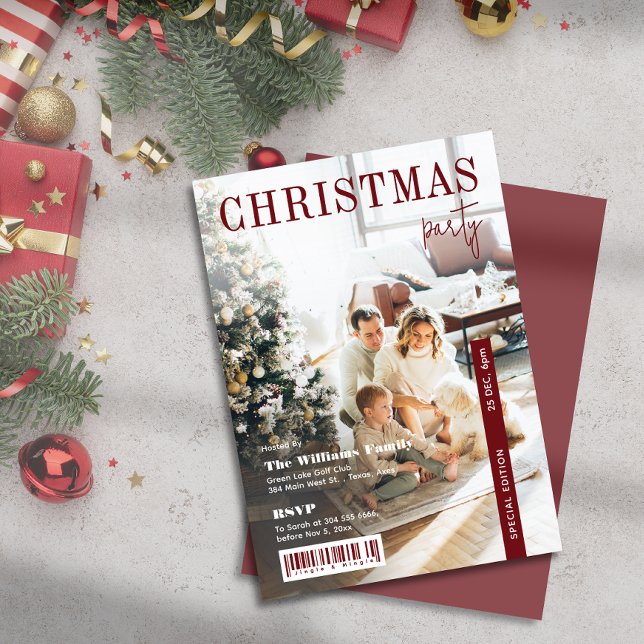 Modern Stylish Magazine Cover Christmas Party Einladung (Modern Stylish Magazine Cover Christmas Party Invitation)