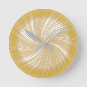 Modern Stylish Orange Yellow Radiant Twirl Pattern Runde Wanduhr