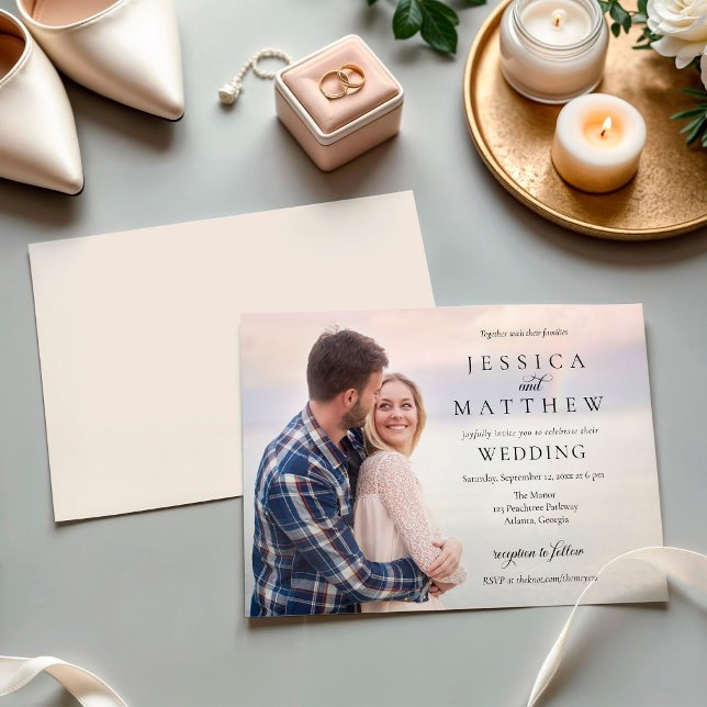 Modern Stylish Photo Wedding Invitation Einladung (Von Creator hochgeladen)