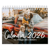 Modern Stylish Trendy Script Family Photo Monthly