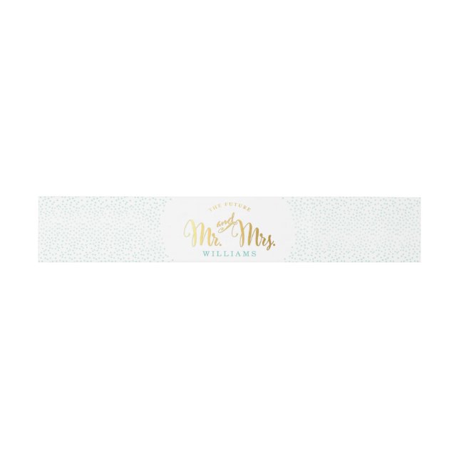 MODERN STYLISH WEDD Mini Gold Konfetti Minze Einladungsbanderole (Flach)
