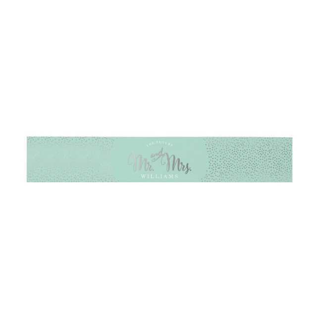 MODERN STYLISH WEDD mini silber Konfetti Minze Einladungsbanderole (Flach)