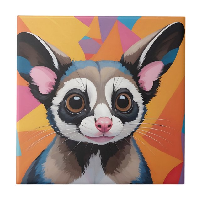 Modern Sugar Glider Abstrakt und farbenfroh Fliese (Vorderseite)