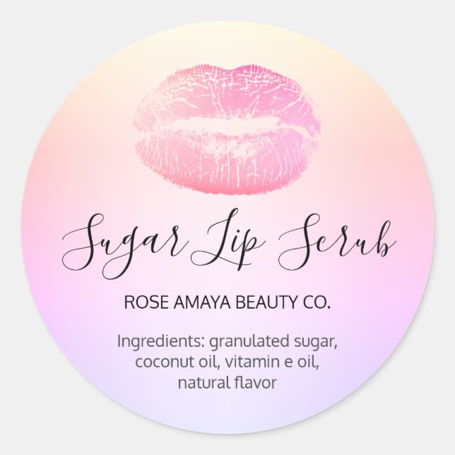 Modern Sugar Lip Scrub Pastel Blush Lippen Runder Aufkleber (Vorderseite)