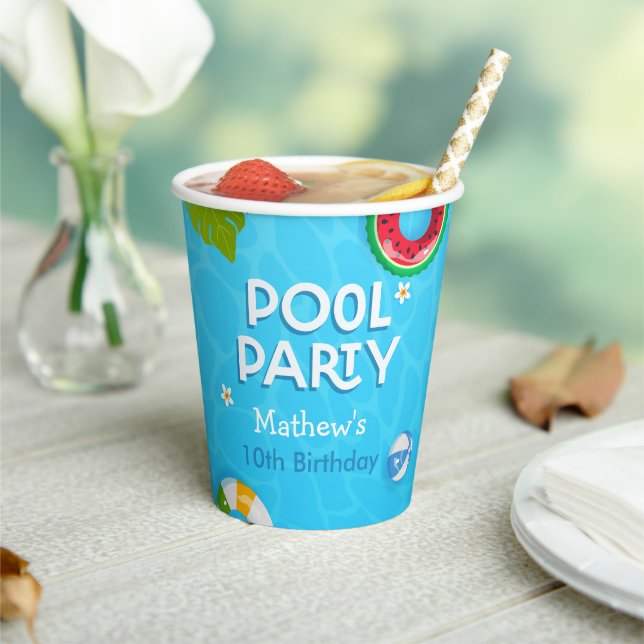 Modern Summer Pool Party Paper Cup Pappbecher (In Situ)