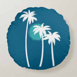 Modern Summer Vibes Palm Tree Sky Blue Rundes Kissen