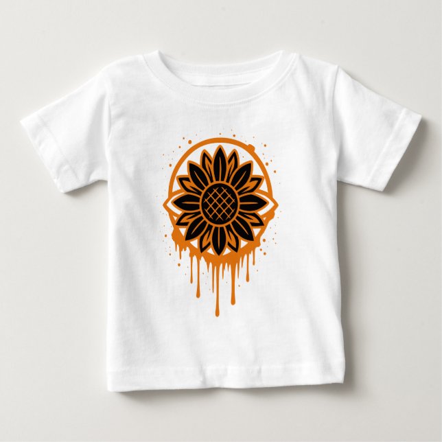 Modern Sunflower Floral Art Abstract Nature Baby T-shirt (Vorderseite)