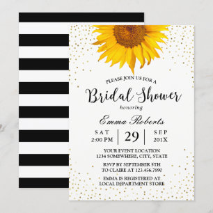 Modern Sunflower Gold Confetti Dots Brautparty Einladung
