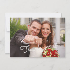 Modern Sunflowers Wood Wedding Foto Vielen Dank Dankeskarte