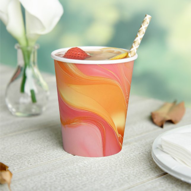 Modern Sunrise Orange Pink und Gold- Pappbecher (In Situ)