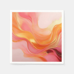 Modern Sunrise Orange Pink und Gold Serviette
