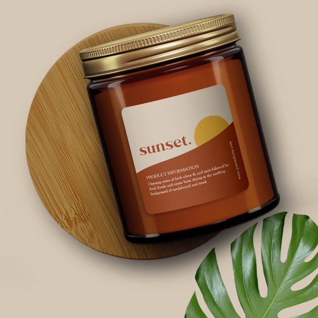 Modern Sunset Product Label Quadratischer Aufkleber (Von Creator hochgeladen)