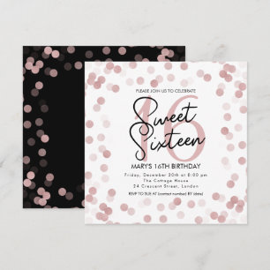 MODERN Sweet 16 Birthday Rose Gold Chic Glitzer Einladung