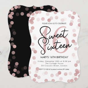 MODERN Sweet 16 Birthday Rose Gold Chic Glitzer Einladung