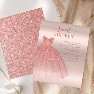 Modern Sweet 16 Glitzer Script Rose Gold Geburtsta