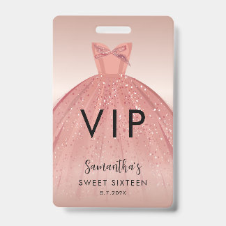 Modern Sweet 16 Script Dress Birthday VIP Ausweis