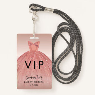 Modern Sweet 16 Script Dress Birthday VIP Ausweis