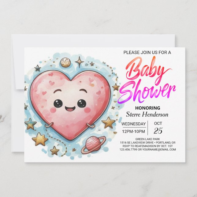 Modern Sweetheart Pink Hearts Baby Dusche Einladung (Vorderseite)