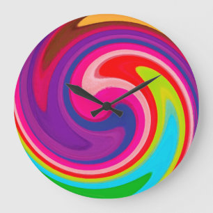 Modern Swirl Abstract Art Große Wanduhr